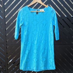 Everly Blue Lace 3/4 Sleeve Resortwear Dress Size S